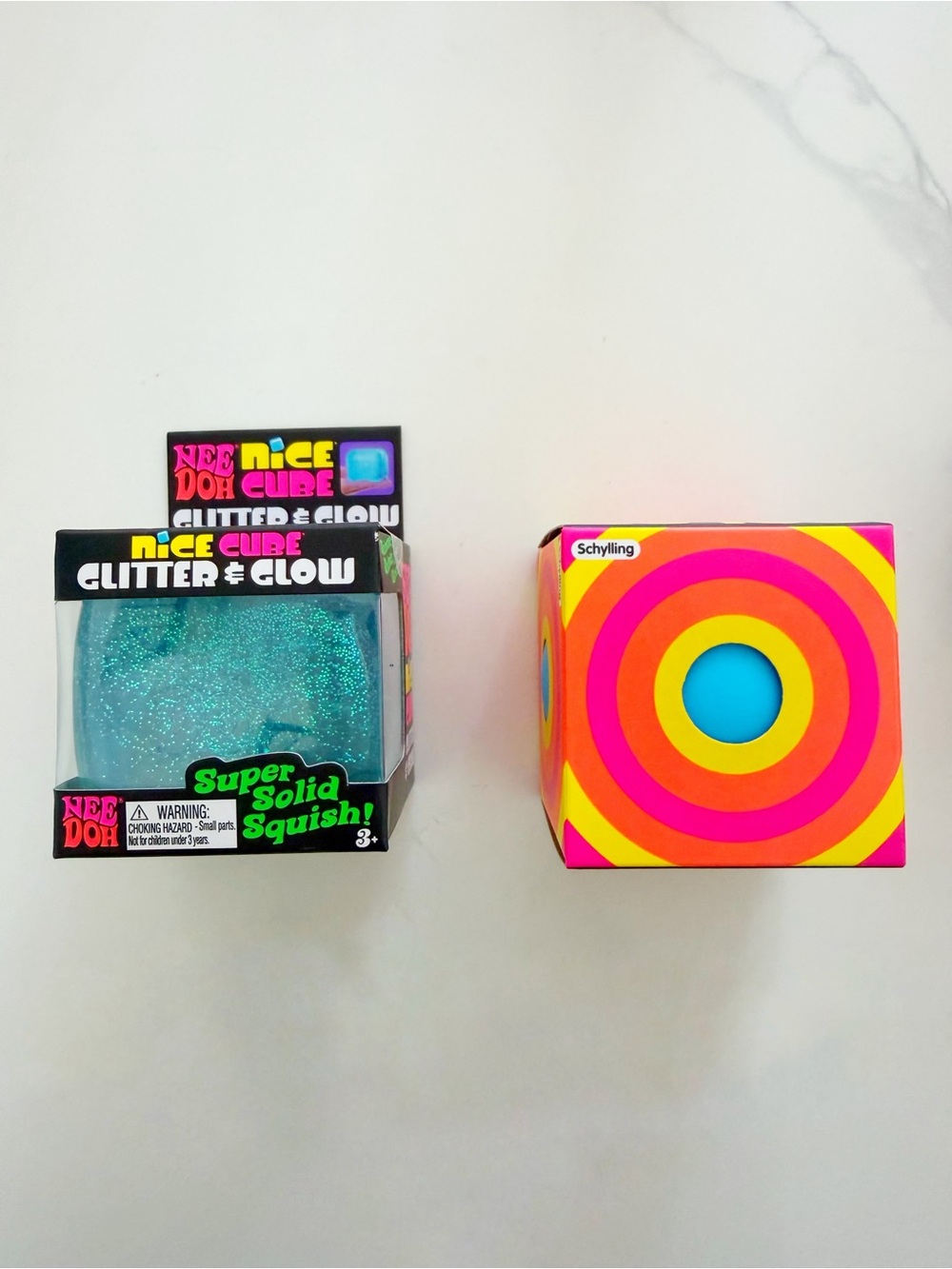 Rare Blue NeeDoh Nice Cube Bundle of 2 Color Change + Glitter & Glow NEW Sealed